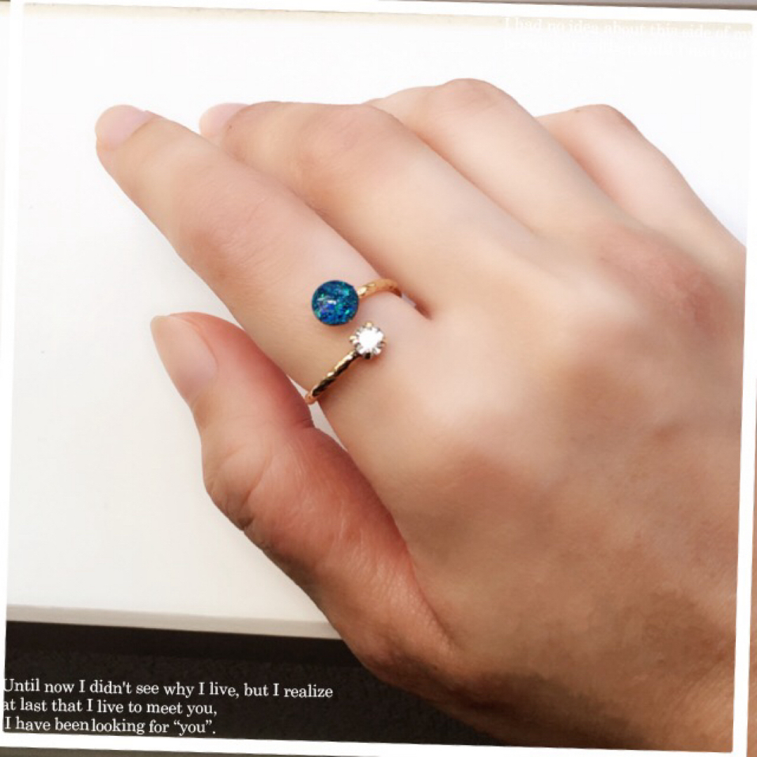 ブラックオパール＊フォークリング レディースのアクセサリー(リング(指輪))の商品写真