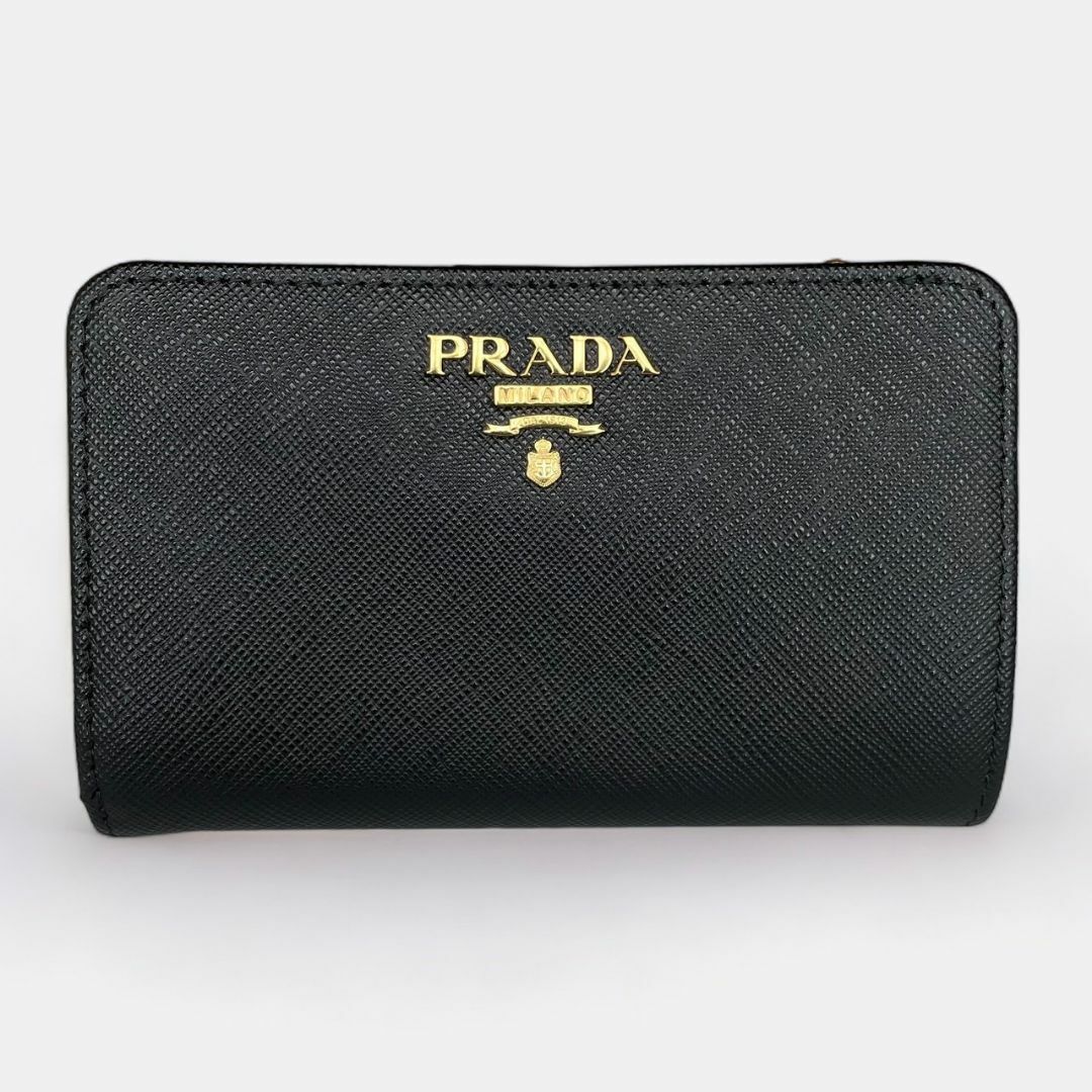 PRADA(プラダ)のプラダ 1ML225 二つ折り 財布 サフィアーノ レザー L字ファスナー 黒 レディースのファッション小物(財布)の商品写真