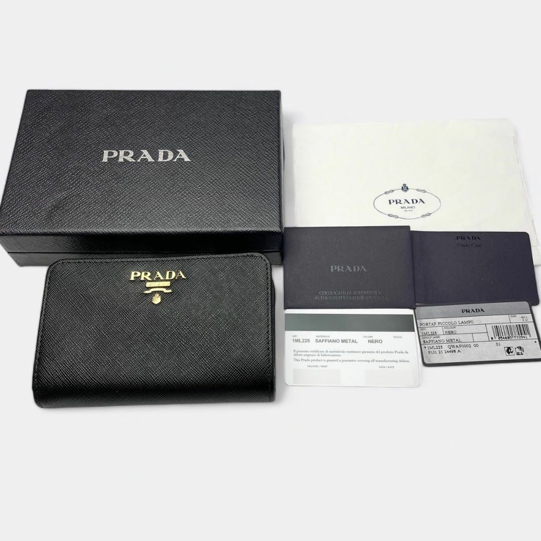 PRADA(プラダ)のプラダ 1ML225 二つ折り 財布 サフィアーノ レザー L字ファスナー 黒 レディースのファッション小物(財布)の商品写真