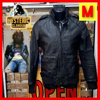 ヒステリックグラマー(HYSTERIC GLAMOUR)のキムタク着　ヒステリックグラマー　ピッグレザー　レザージャケット　Ｍ　ブラック(レザージャケット)