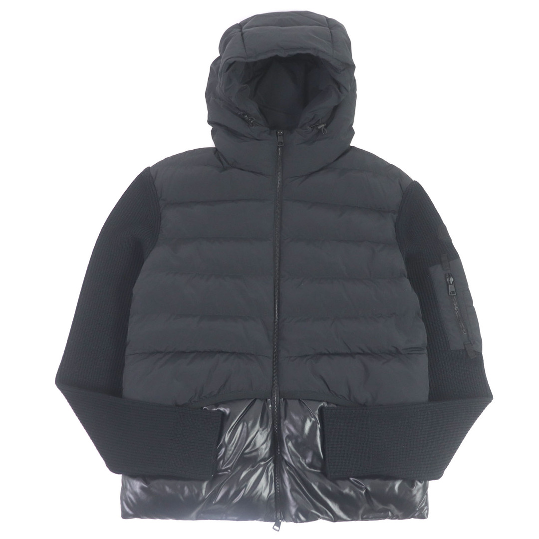 未使用品□MONCLER GENIUS 2 モンクレール ジーニアス 2 2022年製 CARDIGAN TRICOT WZIP 切り替えデザイン フーデッド ダウンジャケット ニットブルゾン ブラック S ハンガー付き 正規品 メンズ