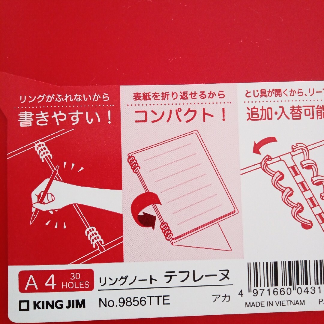 キング テフレ-ヌ 9856TTE 　A4　４色　赤　ピンク　黄色　オレンジ インテリア/住まい/日用品の文房具(ノート/メモ帳/ふせん)の商品写真