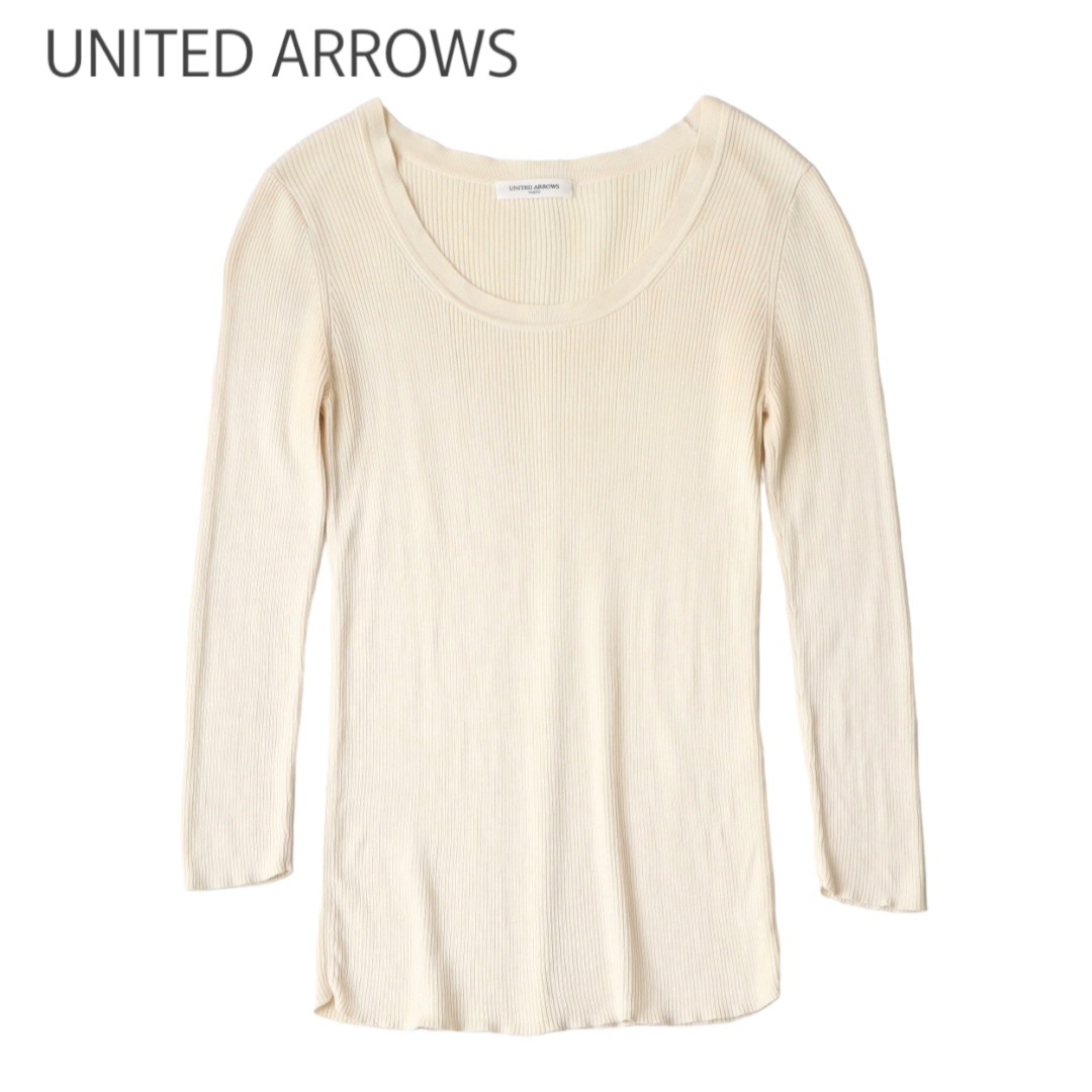 UNITED ARROWS(ユナイテッドアローズ)のUNITED ARROWS  シルクリブ Uネック ニット レディースのトップス(ニット/セーター)の商品写真
