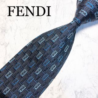 フェンディ(FENDI)のFENDI ネクタイ　ズッカ柄　Fマーク　ネイビー　ジャガード(ネクタイ)