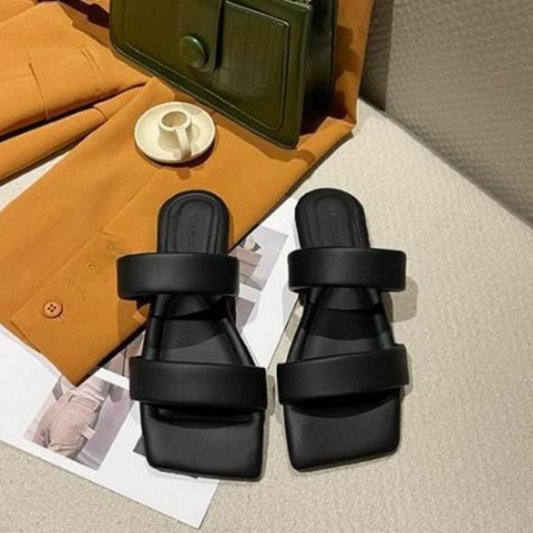 サンダル　フラットサンダル　ビーチサンダル ブラック　23cm レディースの靴/シューズ(サンダル)の商品写真