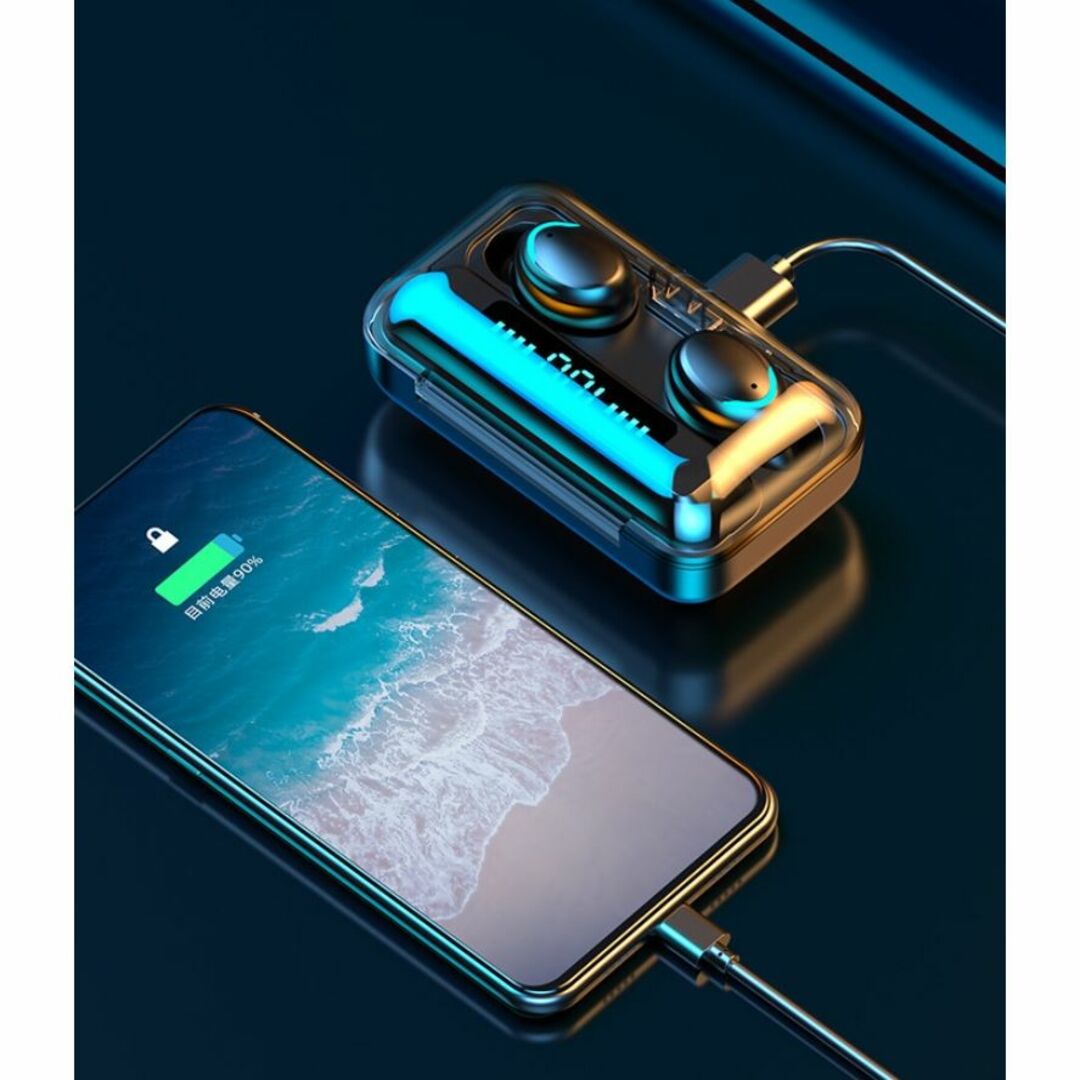 大人気のワイヤレスイヤホン高音質モバイルバッテリー搭載Bluetooth5.1 スマホ/家電/カメラのオーディオ機器(ヘッドフォン/イヤフォン)の商品写真