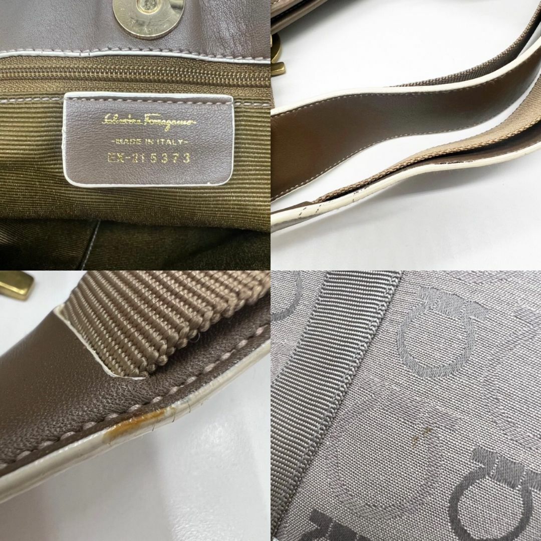 Salvatore Ferragamo(サルヴァトーレフェラガモ)のSalvatore Ferragamo サルバトーレ フェラガモ トートバッグ キャンバス レザー ベージュ EX-215373 ハンドバッグ ガンチーニ レディース メンズ レディースのバッグ(トートバッグ)の商品写真