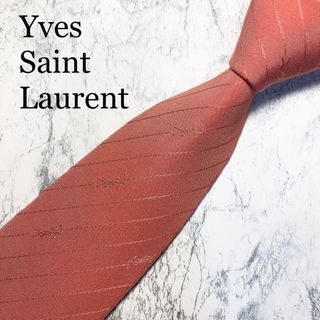 イヴサンローラン(Yves Saint Laurent)のYves Saint Laurent ネクタイ　YSL ピンク　ストライプ(ネクタイ)