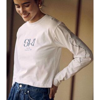 シー(SEA)の美品SEAシー　GRAPHIC L/S TEE（SKI）ショート丈カットソー(Tシャツ(長袖/七分))