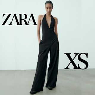 ZARA - ザラZARAホルターネックストライプジャンプスーツXSワイドパンツオールインワン