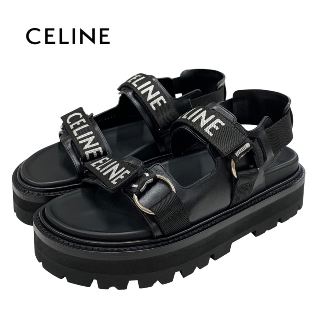 celine(セリーヌ)の未使用 セリーヌ CELINE サンダル バルキーアウトドアサンダル スポーツサンダル 靴 シューズ ロゴ レザー ブラック 黒 レディースの靴/シューズ(サンダル)の商品写真