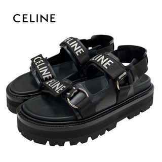 セリーヌ(celine)の未使用 セリーヌ CELINE サンダル バルキーアウトドアサンダル スポーツサンダル 靴 シューズ ロゴ レザー ブラック 黒(サンダル)