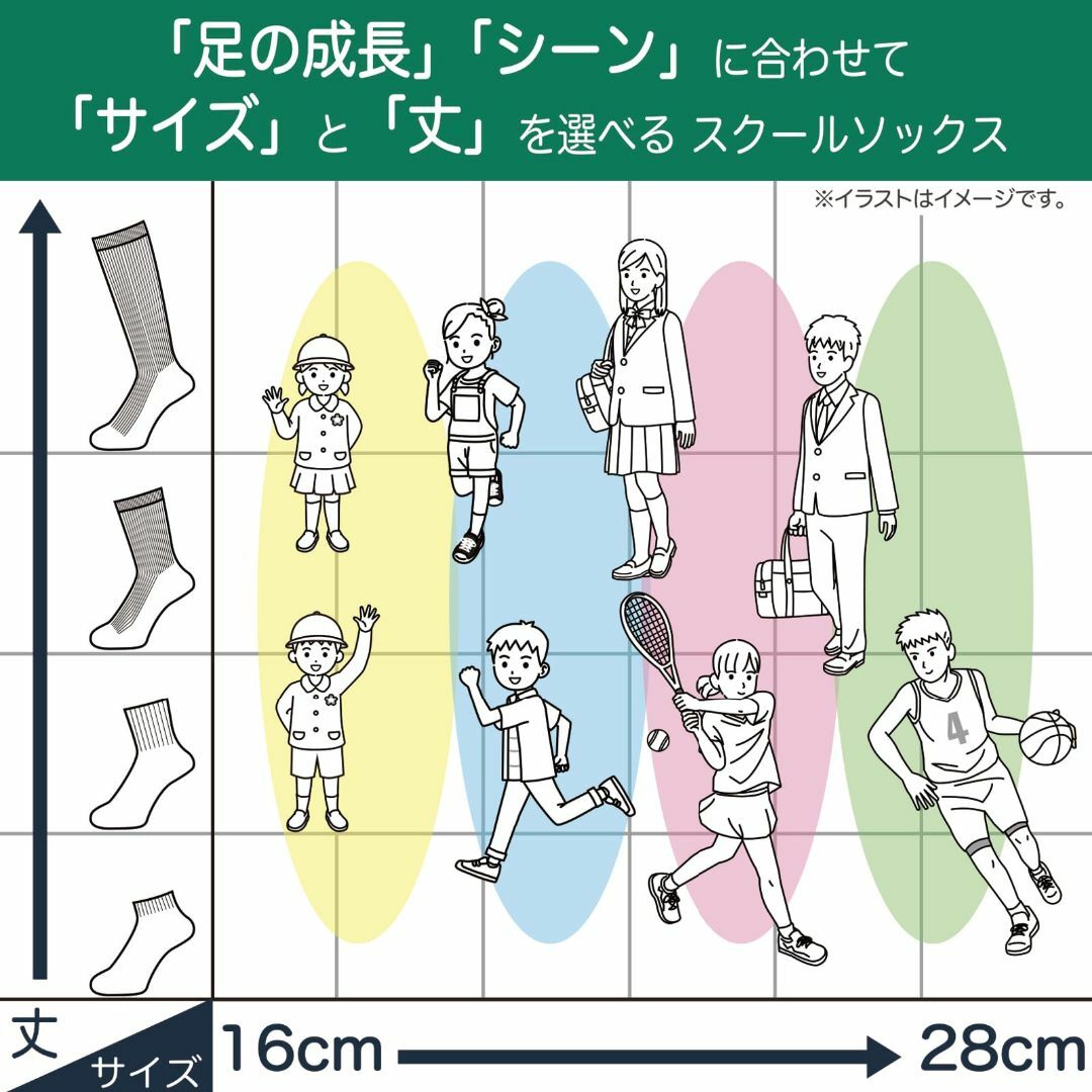 [オカモト] 学校へ行こう スクールソックス 4足組 スニーカー丈 銀イオン 消 キッズ/ベビー/マタニティのベビー服(~85cm)(その他)の商品写真