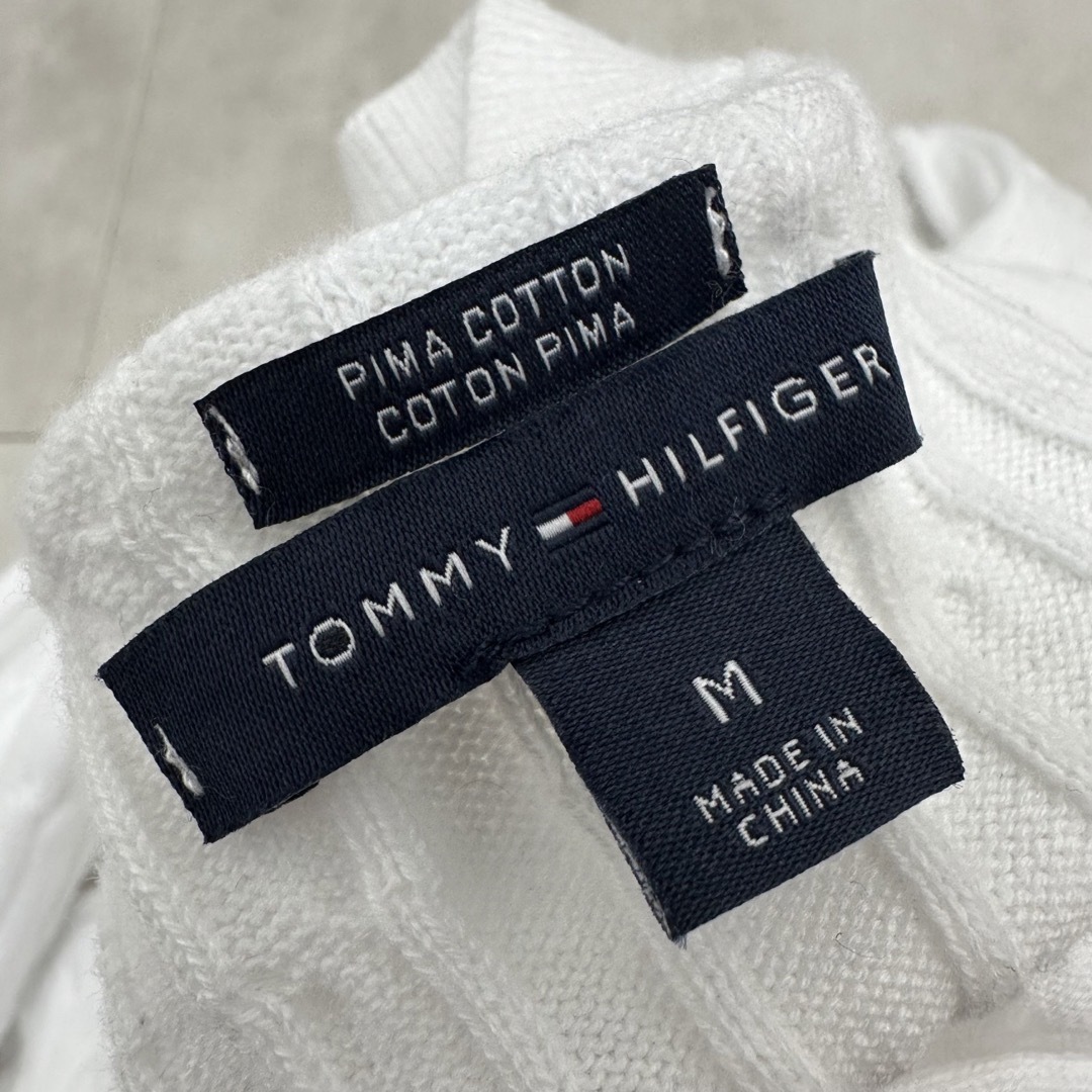 TOMMY HILFIGER(トミーヒルフィガー)の【TOMMY HILFIGER】美品 M 綿 白 カーディガン レディースのトップス(カーディガン)の商品写真