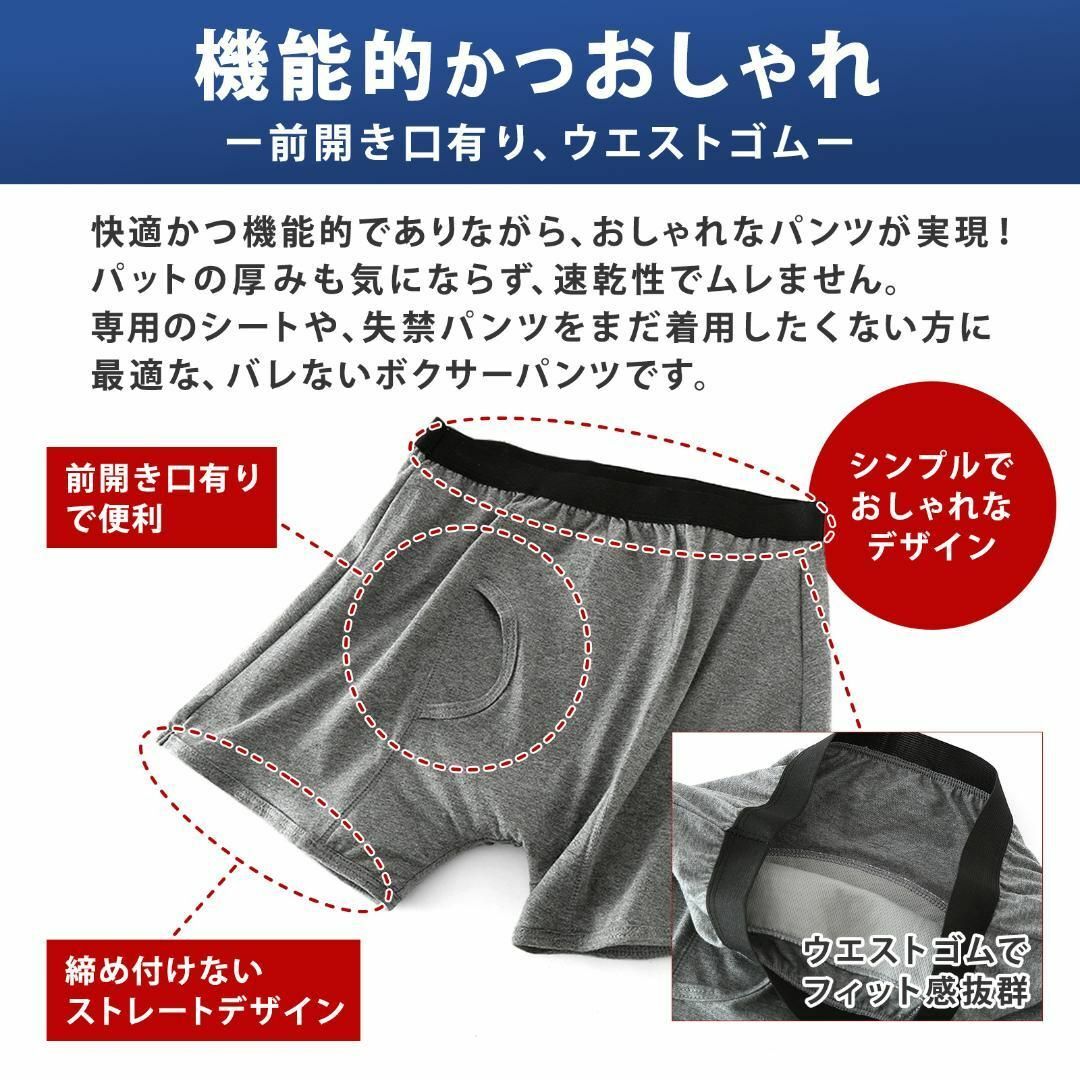 尿漏れパンツ メンズ前立腺手術失禁ちょい漏れ介護200cc尿とりパッドA XL メンズのアンダーウェア(その他)の商品写真