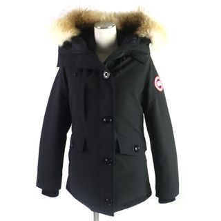 美品▼CANADA GOOSE カナダグース 2300JL CHARLOTTE PARKA シャーロットパーカー ロゴワッペン・ファー・フード付き WZIP ダウンコート ブラック S カナダ製 国内正規品 レディース