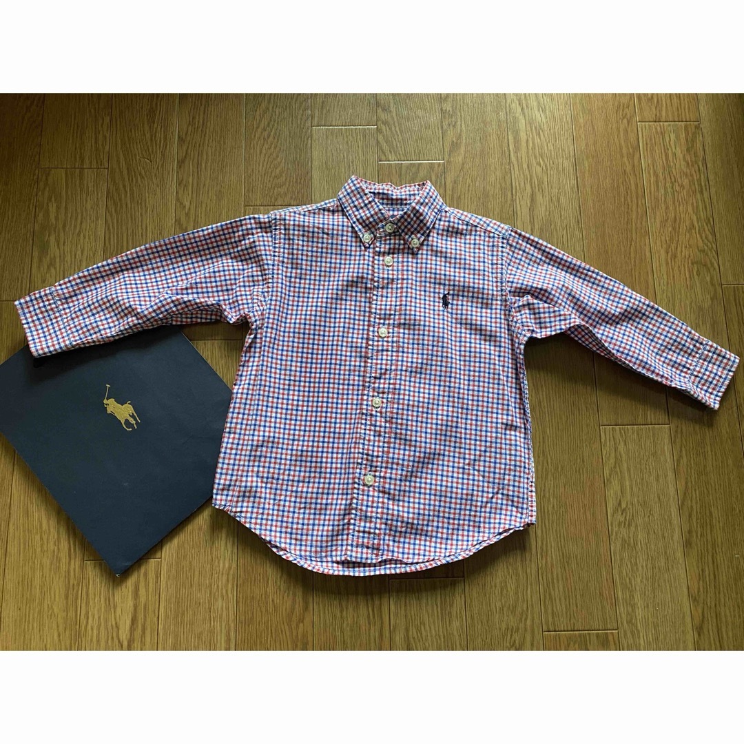 POLO RALPH LAUREN(ポロラルフローレン)の上品ポニー刺繍★ラルフローレンボタンダウンシャツ赤青チェック男女OK24M90 キッズ/ベビー/マタニティのキッズ服男の子用(90cm~)(ブラウス)の商品写真