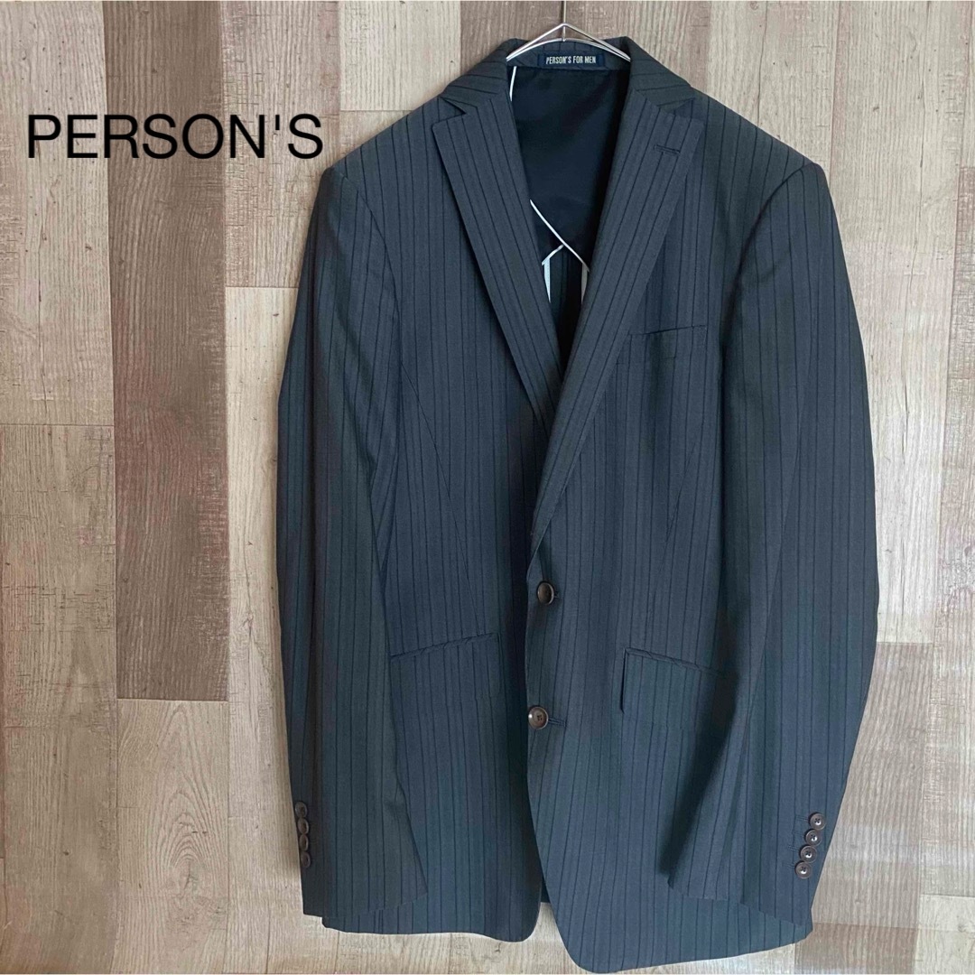 PERSON'S(パーソンズ)のPERSON'S  パーソンズ　テーラードジャケット　グレーストライプ【L】 メンズのジャケット/アウター(テーラードジャケット)の商品写真