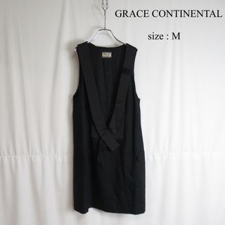 グレースコンチネンタル(GRACE CONTINENTAL)のGRACE CONTINENTAL ノースリーブ ブラック サテン ワンピース(ひざ丈ワンピース)