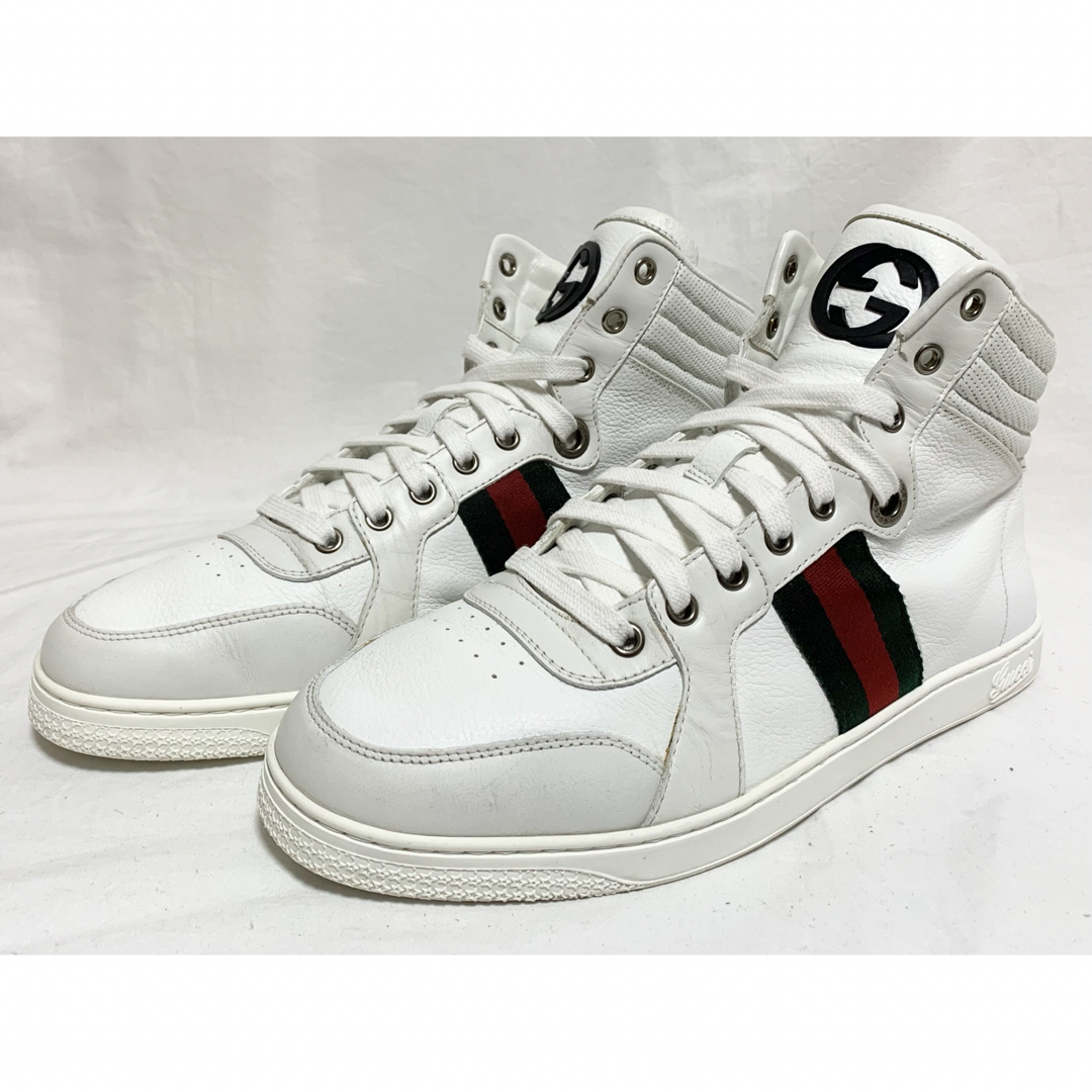 Gucci(グッチ)の超美品 グッチ 221825 シェリー レザー ハイカットスニーカー 8 1/2 メンズの靴/シューズ(スニーカー)の商品写真