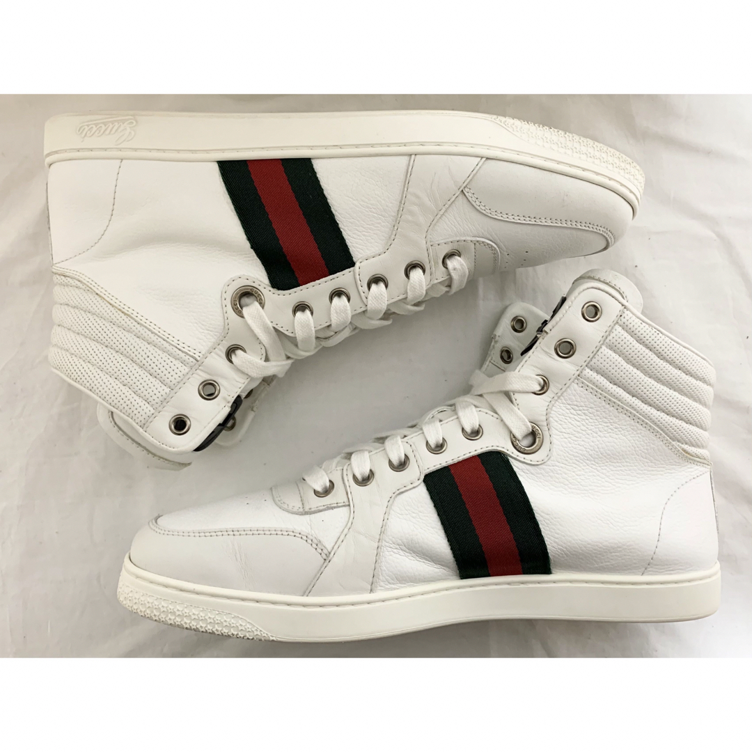 Gucci(グッチ)の超美品 グッチ 221825 シェリー レザー ハイカットスニーカー 8 1/2 メンズの靴/シューズ(スニーカー)の商品写真