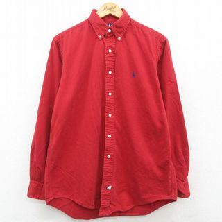 ラルフローレン(Ralph Lauren)のXL★古着 ラルフローレン Ralph Lauren 長袖 ブランド シャツ メンズ 90年代 90s ワンポイントロゴ コットン ボタンダウン 赤 レッド 23jul22 中古 トップス(シャツ)