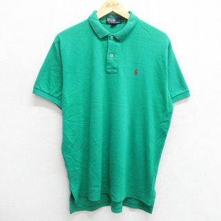 Ralph Lauren - XL★古着 ラルフローレン Ralph Lauren 半袖 ブランド ポロ シャツ メンズ 90年代 90s ワンポイントロゴ 大きいサイズ コットン USA製 緑 グリーン 23jul24 中古 トップス