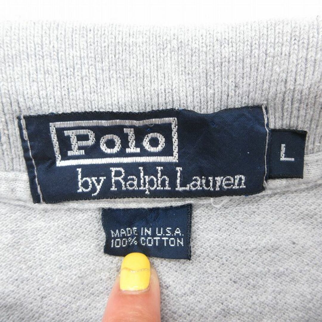 Ralph Lauren(ラルフローレン)のXL★古着 ラルフローレン Ralph Lauren 半袖 ブランド ポロ シャツ メンズ 90年代 90s ワンポイントロゴ 胸ポケット付き 鹿の子 大きいサイズ コットン USA製 グレー 霜降り 【spe】 23jul24 中古 トップス メンズのトップス(ポロシャツ)の商品写真