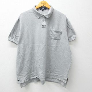 Ralph Lauren - XL★古着 ラルフローレン Ralph Lauren 半袖 ブランド ポロ シャツ メンズ 90年代 90s ワンポイントロゴ 胸ポケット付き 鹿の子 大きいサイズ コットン USA製 グレー 霜降り 【spe】 23jul24 中古 トップス