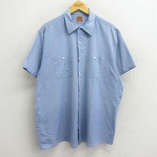 ラングラー(Wrangler)のXL★古着 ビッグベン BIG BEN ラングラー Wrangler 半袖 ワーク シャツ メンズ 80年代 80s 大きいサイズ USA製 薄紺 ネイビー 23jul24 中古 トップス(シャツ)