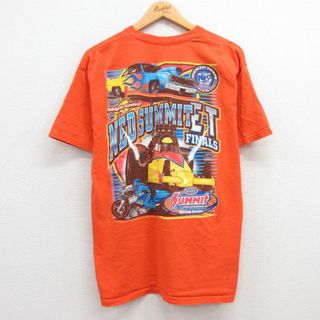 XL★古着 半袖 ビンテージ Tシャツ メンズ 00年代 00s NHRA レーシングカー コットン クルーネック オレンジ 23jul21 中古(Tシャツ/カットソー(半袖/袖なし))