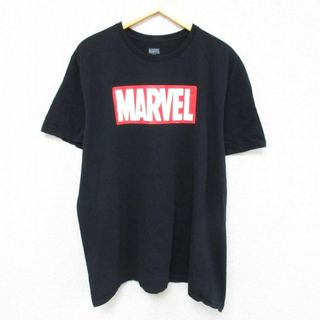 マーベル(MARVEL)のXL★古着 半袖 Tシャツ メンズ マーベル 大きいサイズ コットン クルーネック 黒 ブラック 23jul21 中古(Tシャツ/カットソー(半袖/袖なし))