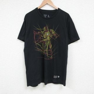 マーベル(MARVEL)のL★古着 半袖 Tシャツ メンズ マーベル アイアンマン コットン クルーネック 黒 ブラック 23jul21 中古(Tシャツ/カットソー(半袖/袖なし))