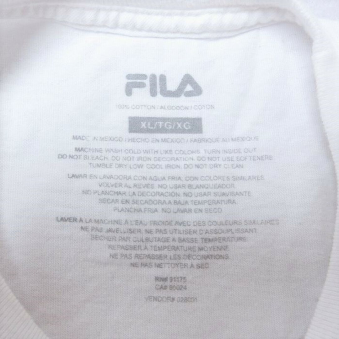 FILA(フィラ)のXL★古着 フィラ FILA 半袖 ブランド Tシャツ メンズ ビッグロゴ コットン クルーネック 白 ホワイト 23jul21 中古 メンズのトップス(Tシャツ/カットソー(半袖/袖なし))の商品写真