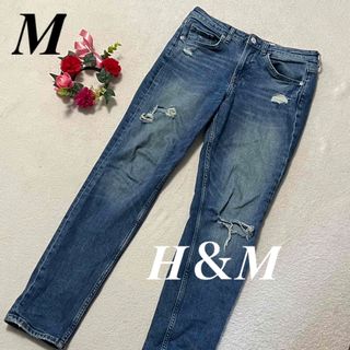 エイチアンドエム(H&M)のガールフレンドフィット by H＆M ♡ダメージデニム　ジーパン　M相当(デニム/ジーンズ)