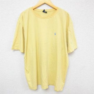 ラルフローレン(Ralph Lauren)のXL★古着 ラルフローレン Ralph Lauren 半袖 ブランド Tシャツ メンズ ワンポイントロゴ 大きいサイズ コットン クルーネック 薄黄 イエロー 23jul21 中古(Tシャツ/カットソー(半袖/袖なし))