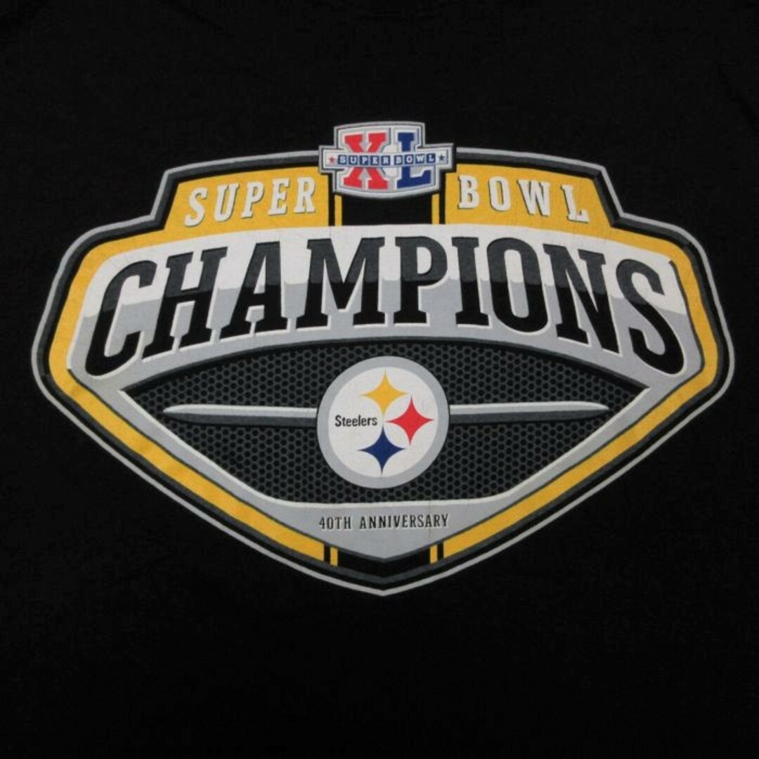 Champion(チャンピオン)のXL★古着 リーボック REEBOK 半袖 ブランド Tシャツ メンズ NFL ピッツバーグスティーラーズ チャンピオンズ ロング丈 コットン クルーネック 黒 ブラック アメフト スーパーボウル 23jul22 中古 メンズのトップス(Tシャツ/カットソー(半袖/袖なし))の商品写真