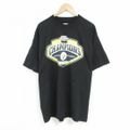 XL★古着 リーボック REEBOK 半袖 ブランド Tシャツ メンズ NFL ピッツバーグスティーラーズ チャンピオンズ ロング丈 コットン クルーネック 黒 ブラック アメフト スーパーボウル 23jul22 中古