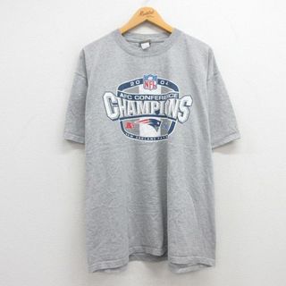 リー(Lee)のXL★古着 リー Lee 半袖 ビンテージ Tシャツ メンズ 00年代 00s NFL ニューイングランドペイトリオッツ 大きいサイズ クルーネック グレー 霜降り アメフト スーパーボウル 23jul21 中古(Tシャツ/カットソー(半袖/袖なし))