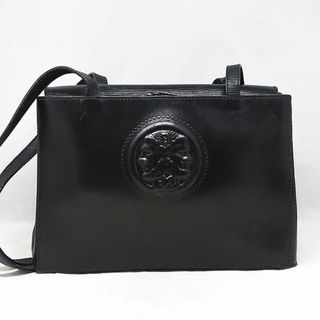 フェンディ(FENDI)のFENDI フェンディ ギリシャ ロゴ レザー ショルダー バッグ ブラック(ショルダーバッグ)