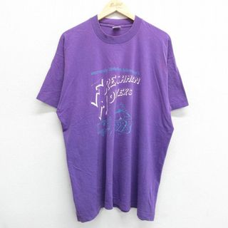 XL★古着 半袖 ビンテージ Tシャツ メンズ 90年代 90s FRESHMEN MOVERS コットン クルーネック USA製 紫 パープル 23jul22 中古(Tシャツ/カットソー(半袖/袖なし))