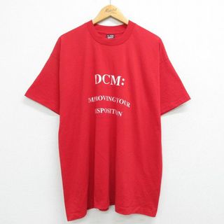 XL★古着 半袖 ビンテージ Tシャツ メンズ 90年代 90s DCM ワシ 大きいサイズ クルーネック USA製 赤 レッド 23jul22 中古(Tシャツ/カットソー(半袖/袖なし))