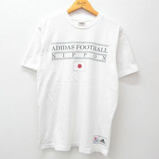 アディダス(adidas)のL★古着 アディダス adidas 半袖 ビンテージ Tシャツ メンズ 00年代 00s FIFA ワールドカップ サッカー コットン クルーネック カナダ製 白 ホワイト 【spe】 23jul22 中古(Tシャツ/カットソー(半袖/袖なし))