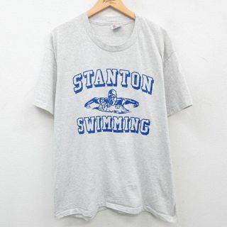 ヘインズ(Hanes)のXL★古着 ヘインズ Hanes 半袖 ビンテージ Tシャツ メンズ 90年代 90s STANTON 水泳 クルーネック 薄グレー 霜降り 23jul24 中古(Tシャツ/カットソー(半袖/袖なし))