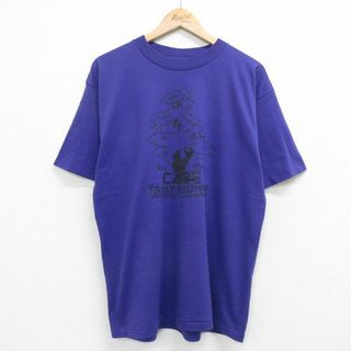 L★古着 半袖 ビンテージ Tシャツ メンズ 90年代 90s 木 CASE クルーネック USA製 紫 パープル 23jul24 中古(Tシャツ/カットソー(半袖/袖なし))