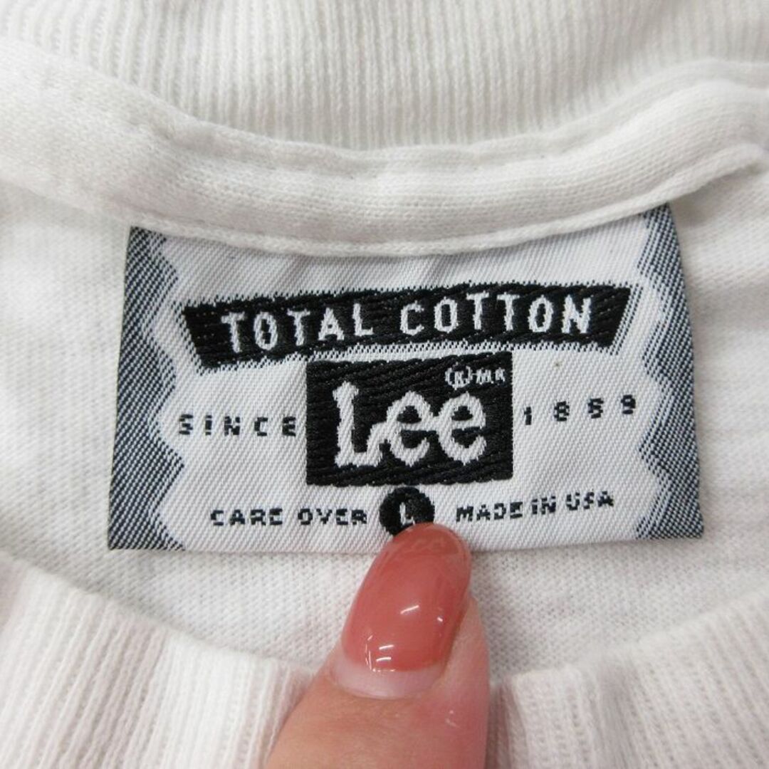 Lee(リー)のXL★古着 リー Lee 半袖 ビンテージ Tシャツ メンズ 90年代 90s メッセージ コットン クルーネック USA製 白 ホワイト 23jul24 中古 メンズのトップス(Tシャツ/カットソー(半袖/袖なし))の商品写真