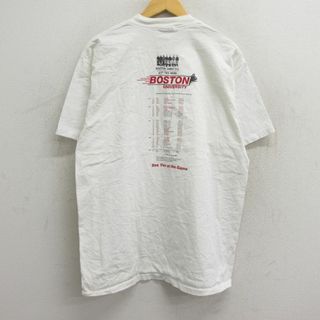 XL★古着 半袖 ビンテージ Tシャツ メンズ 90年代 90s ボストン 大学 バスケットボール コットン クルーネック 白 ホワイト 23jul24 中古(Tシャツ/カットソー(半袖/袖なし))