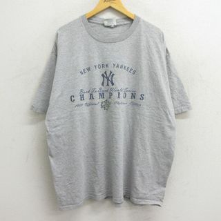 リー(Lee)のXL★古着 リー Lee 半袖 ビンテージ Tシャツ メンズ 90年代 90s MLB ニューヨークヤンキース 大きいサイズ クルーネック グレー 霜降り メジャーリーグ ベースボール 野球 23jul24 中古(Tシャツ/カットソー(半袖/袖なし))