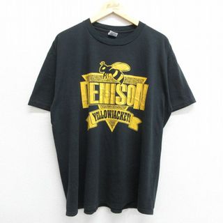 XL★古着 半袖 ビンテージ Tシャツ メンズ 90年代 90s デニソン イエロージャケット 大きいサイズ クルーネック USA製 黒 ブラック 23jul24 中古(Tシャツ/カットソー(半袖/袖なし))