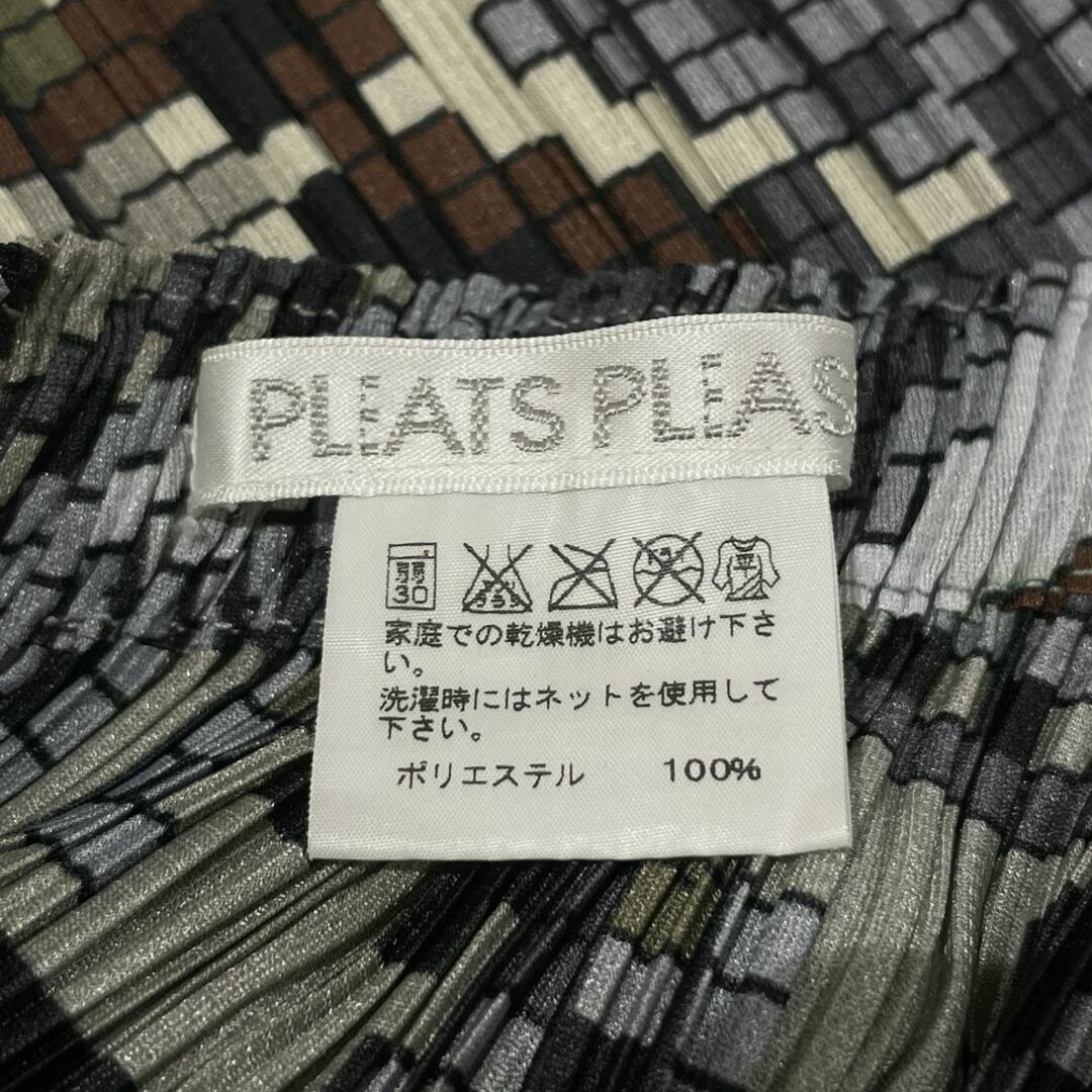 PLEATS PLEASE スカート イッセイミヤケ 総柄 斜めプリーツ ブロックチェック ウエストゴム サイズ1 PP03-JG552 ポリエステル レディースのスカート(その他)の商品写真